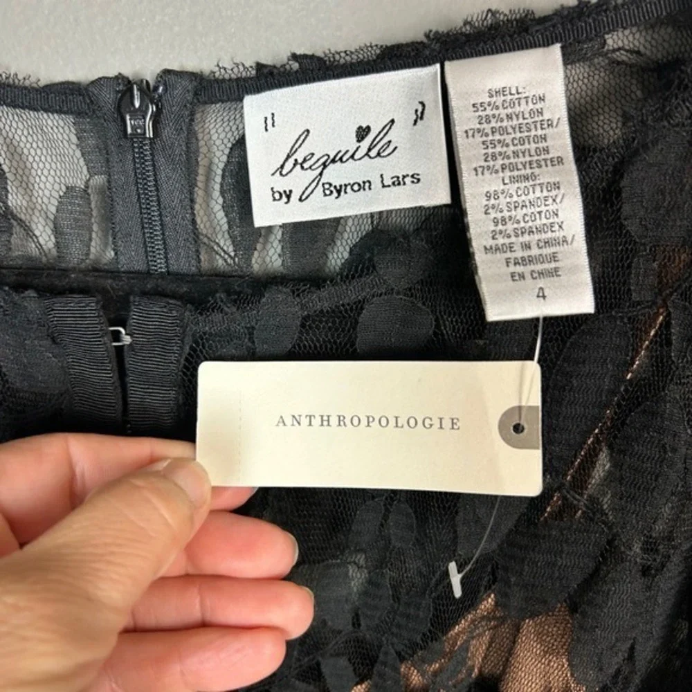 Bequile Byron‎ Lars Anthropologie Dress Size 4 Black Lace Sheath Cocktail Retro - Picture 8 of 11